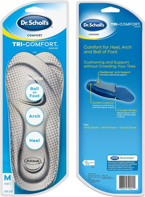 Dr. Scholls Tri-Comfort Insoles - for Heel, Arch Support and Ball of Foot with Targeted Cushioning (for Womens 6-10)