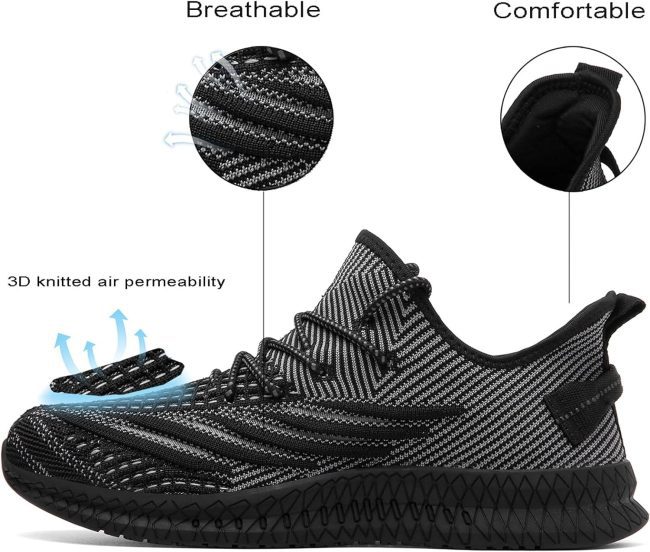 WEITE Mens Slip On Walking Shoes Fashion Sneakers for Men - Running Shoes for Men Lightweight Breathable Non Slip Mesh Gym Tennis Comfortable Arch Support Athletic Sneakers