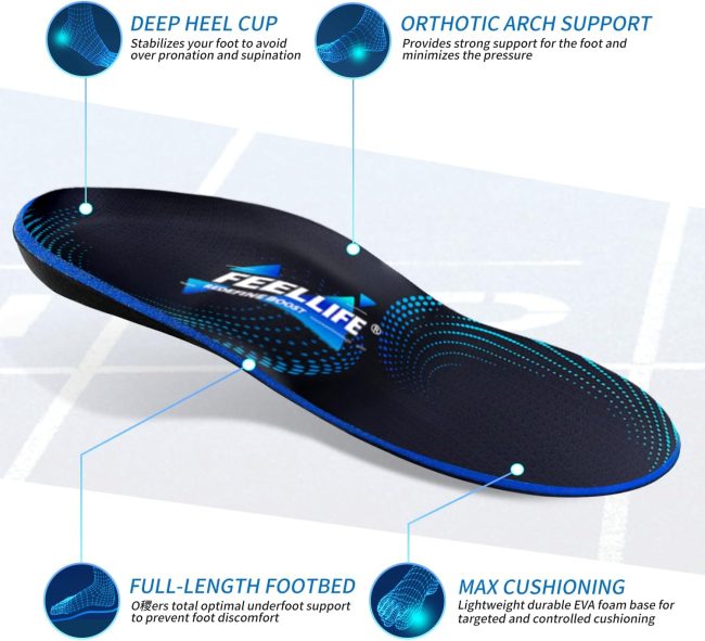 FEELLIFE Plantar Fasciitis Relieve Feet Insoles,Arch Supports Shoe Insoles for Flat Feet,Orthotic Inserts for Foot  Heel Pain [Mens 7-7 1/2 | Womens 9-9 1/2]