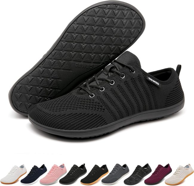 Geweo Minimalist Barefoot Shoes Unisex | Zero Drop Sole | Wide Toe Box | More Flexible Comfort | Natural Movement Foot-Shaped | Upgrade Slip on Walking Shoes Casual Running Sneakers