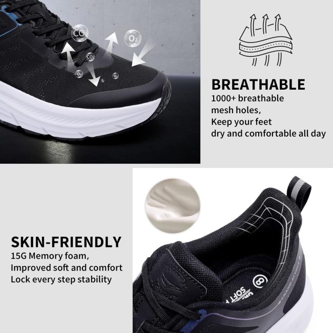 Mens Road Running Walking Shoes | Max Cushioned Comfort | Durable Non-Slip | Breathable Athletic Tennis Cross-Training Sneakers