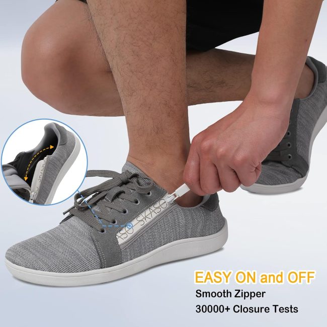 SKASO Mens Barefoot Walking Shoes Wide Toe Zero Drop Minimalist Shoes Comfortable Casual Shoes for Gym Driving Office