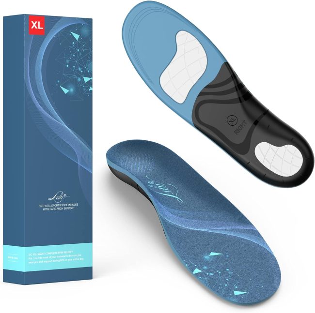 Plantar Fasciitis Pain Relief Insole Arch Support Orthotics Over-Pronation Corrective Inserts Absorb Shock Work Boot Comfortable Shoe Insole for Men and Women for Everyday Use, M